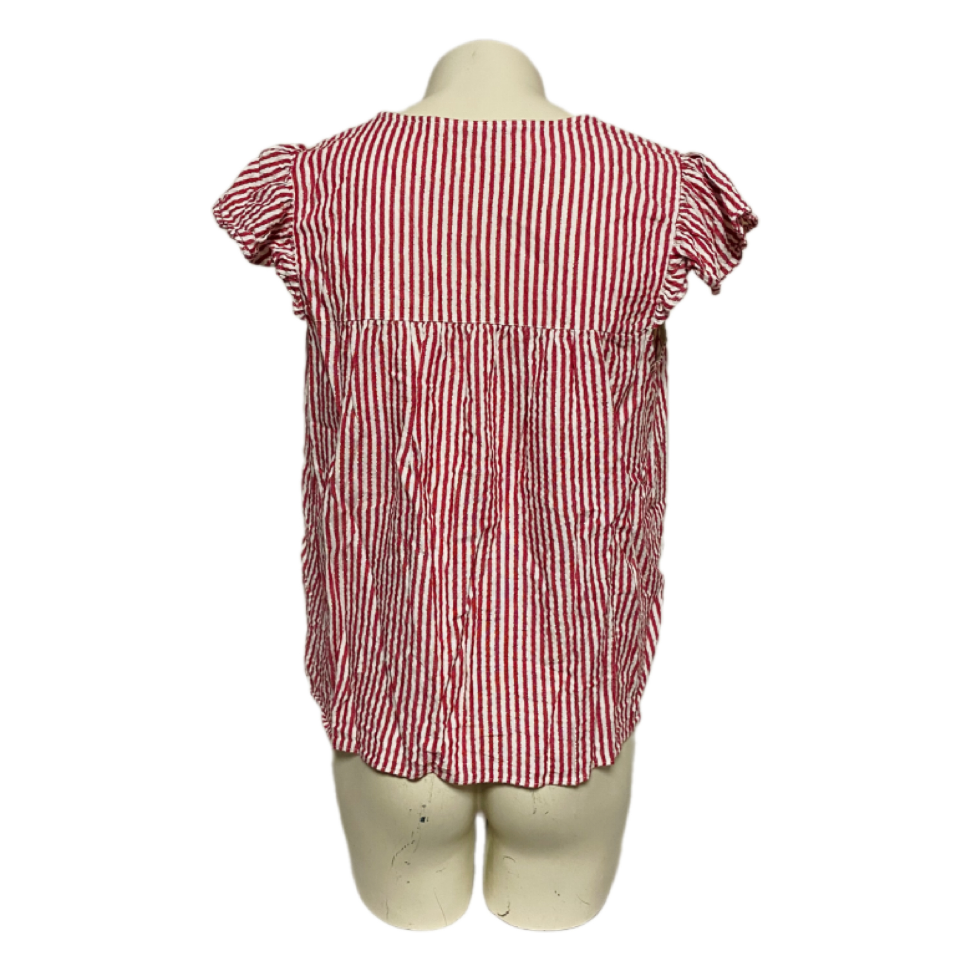 Voir photo 4 de Blouse rayée rouge et blanche à manches volantées - Naf Naf - 42 Blouse rayée rouge et blanche à manches volantées - Naf Naf - 42 Très bon état reconditionné photo 4