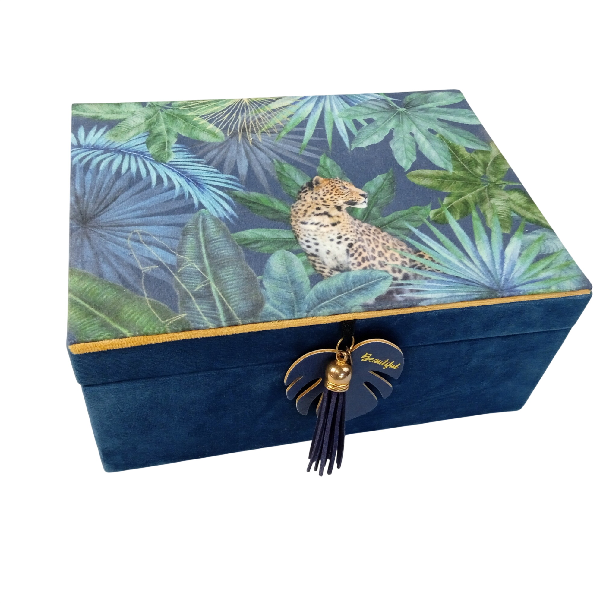 Acheter Boîte à bijoux motif tropical Bon état - 11,00 € Boîte à bijoux motif tropical Bon état reconditionné disponible sur Label Emmaüs