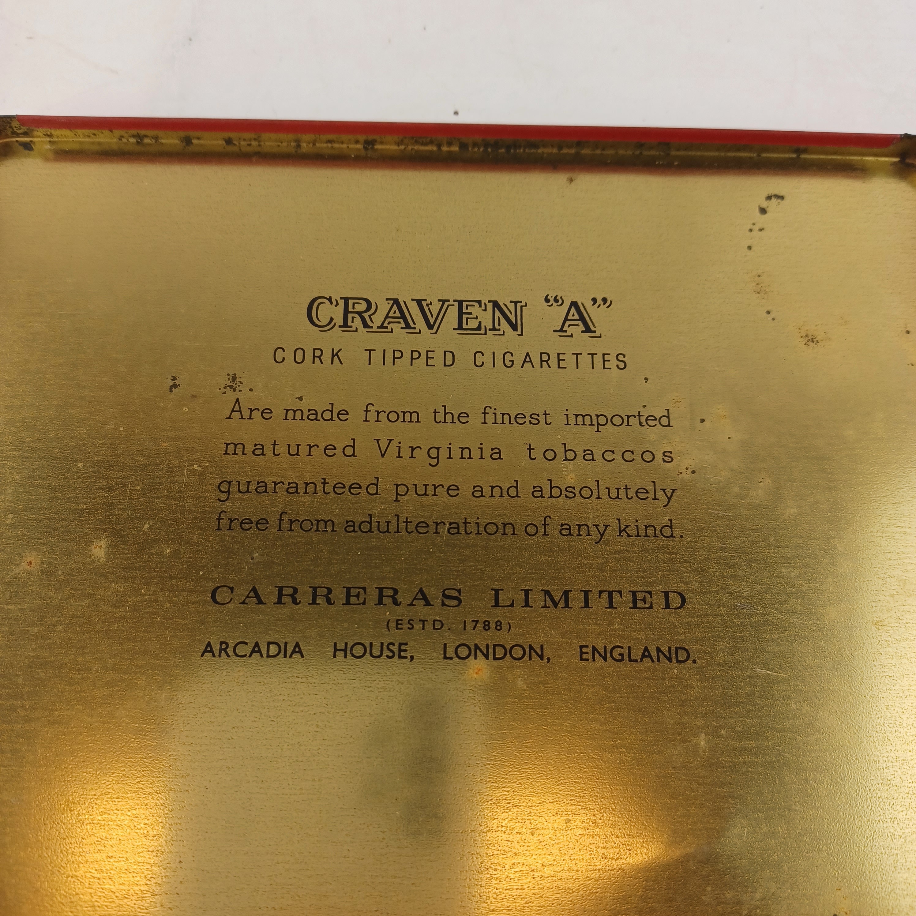 Voir photo 3 de Boîte à cigarettes de métal Craven A Virginia Cigarettes made in England Cork Tipped Boîte à cigarettes de métal Craven A Virginia Cigarettes made in England Cork Tipped Très bon état reconditionné photo 3
