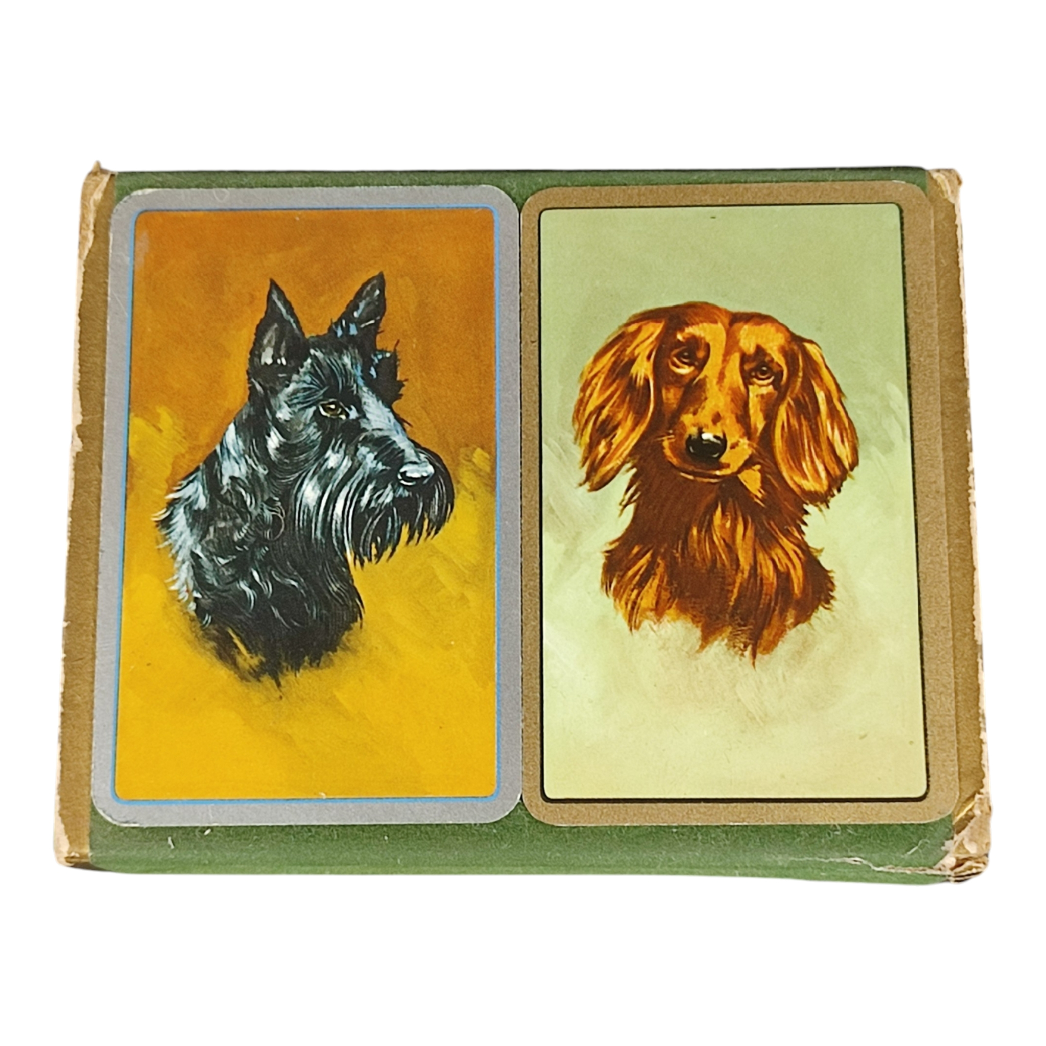 Voir photo 7 de Boîte avec 2 jeux de cartes vintage - Playing cards PERMANACE - Revêtement plastique extrême - Dos de carte à tête de chien - Complet Boîte avec 2 jeux de cartes vintage - Playing cards PERMANACE - Revêtement plastique extrême - Dos de carte à tête de chien - Complet État correct reconditionné photo 7