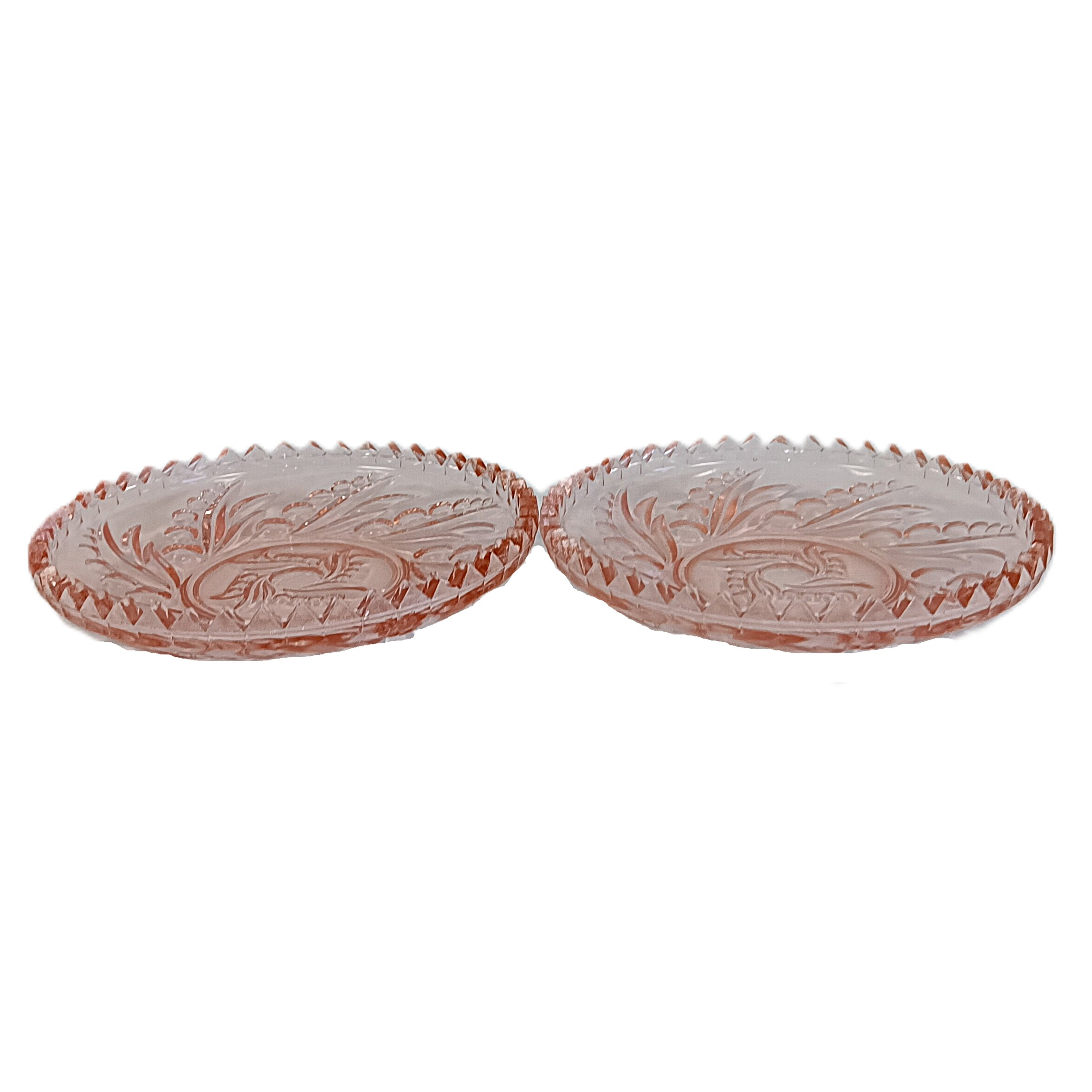 Voir photo 5 de Boîte bonbonnière vintage en verre rose moulé décor floral – Ø 14,5 cm Boîte bonbonnière vintage en verre rose moulé décor floral – Ø 14,5 cm Très bon état reconditionné photo 5