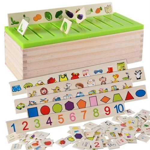 Boîte en bois pour tri des formes et objets système jeu montessori État correct N/A reconditionné disponible sur Fnac