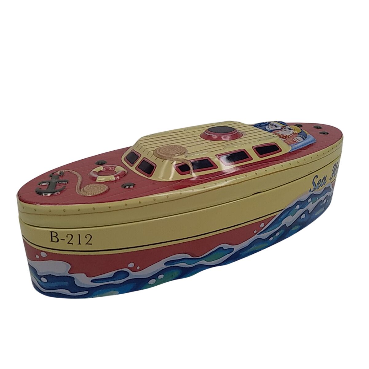 Boîte métal bateau vintage Bon état - 50,00 € Boîte métal bateau vintage Bon état reconditionné disponible sur Label Emmaüs