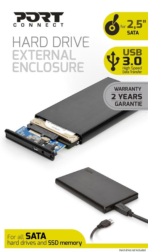 Boîtier pour Disque Dur Externe HDD 2.5" Port Designs Noir État correct Port Designs reconditionné disponible sur Fnac