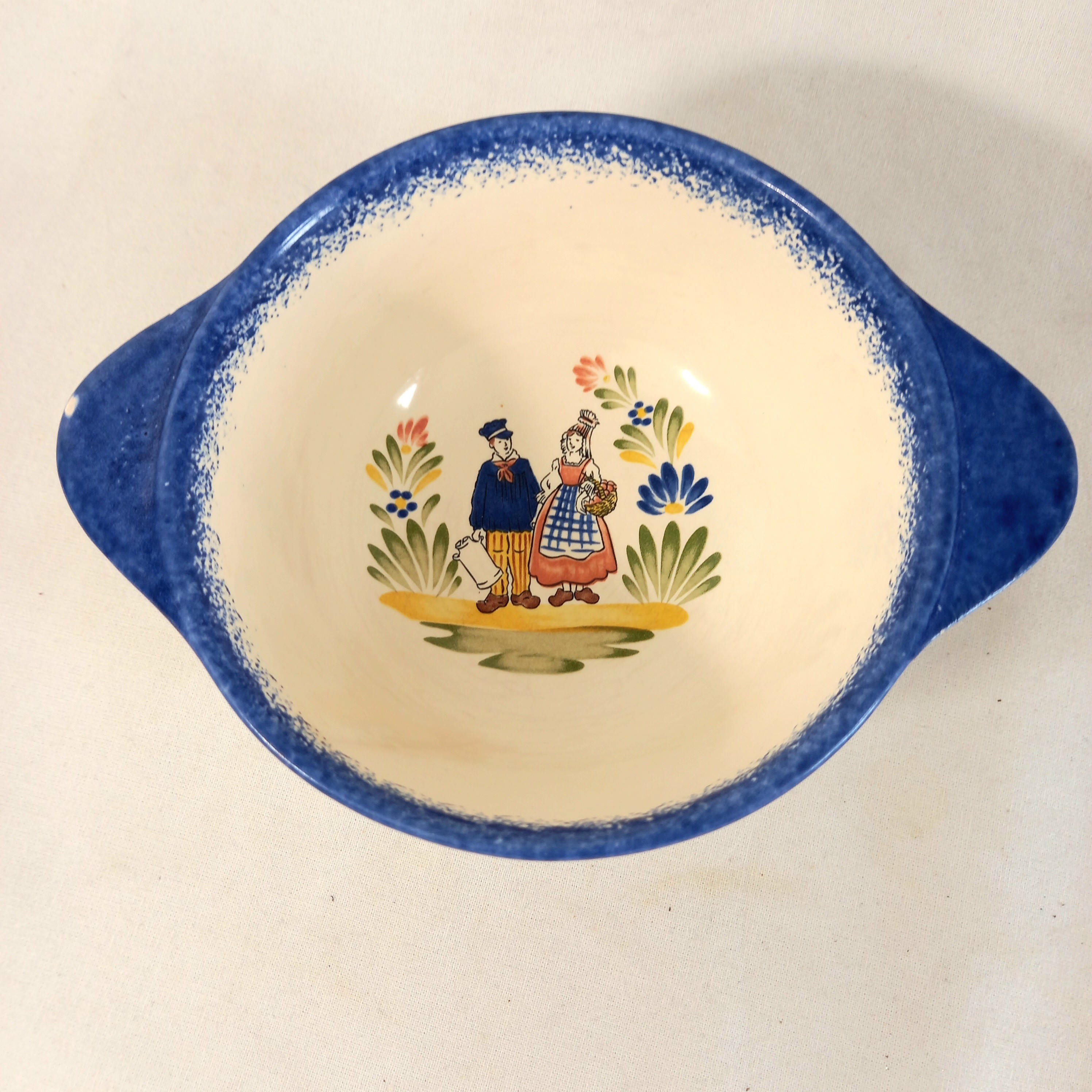 Voir photo 2 de Bol à oreilles en faïence, avec prénom ("Thomas"), de marque Lunéville (art régional) Bol à oreilles en faïence, avec prénom ("Thomas"), de marque Lunéville (art régional) Bon état reconditionné photo 2