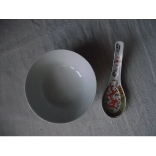 Bol Vintage À Riz Et Sa Cuillère Articles En Porcelaine Fine Décorés Main Made In China Signé Année 1970/1975 occasion reconditionné disponible sur Rakuten