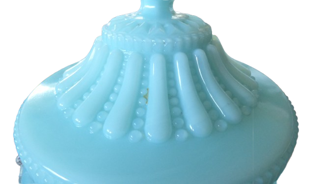 Voir photo 5 de Bonbonnière en opaline bleu ciel Bonbonnière en opaline bleu ciel État correct reconditionné photo 5