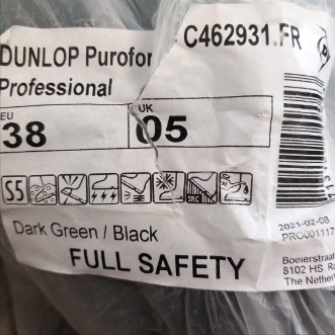 Voir photo 7 de Botte Dunlop Purofort iso 20345 S5 CI CR SRC Vert P38 Botte Dunlop Purofort iso 20345 S5 CI CR SRC Vert P38 Parfait état reconditionné photo 7