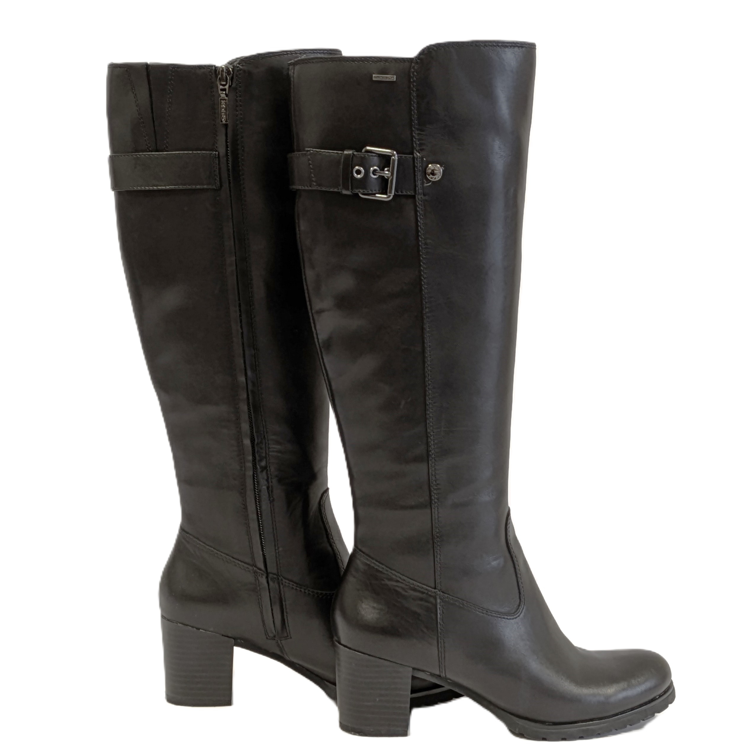 Voir photo 2 de Bottes hautes Geox en cuir noir - confort & style (T.37) Bottes hautes Geox en cuir noir - confort & style (T.37) Parfait état reconditionné photo 2