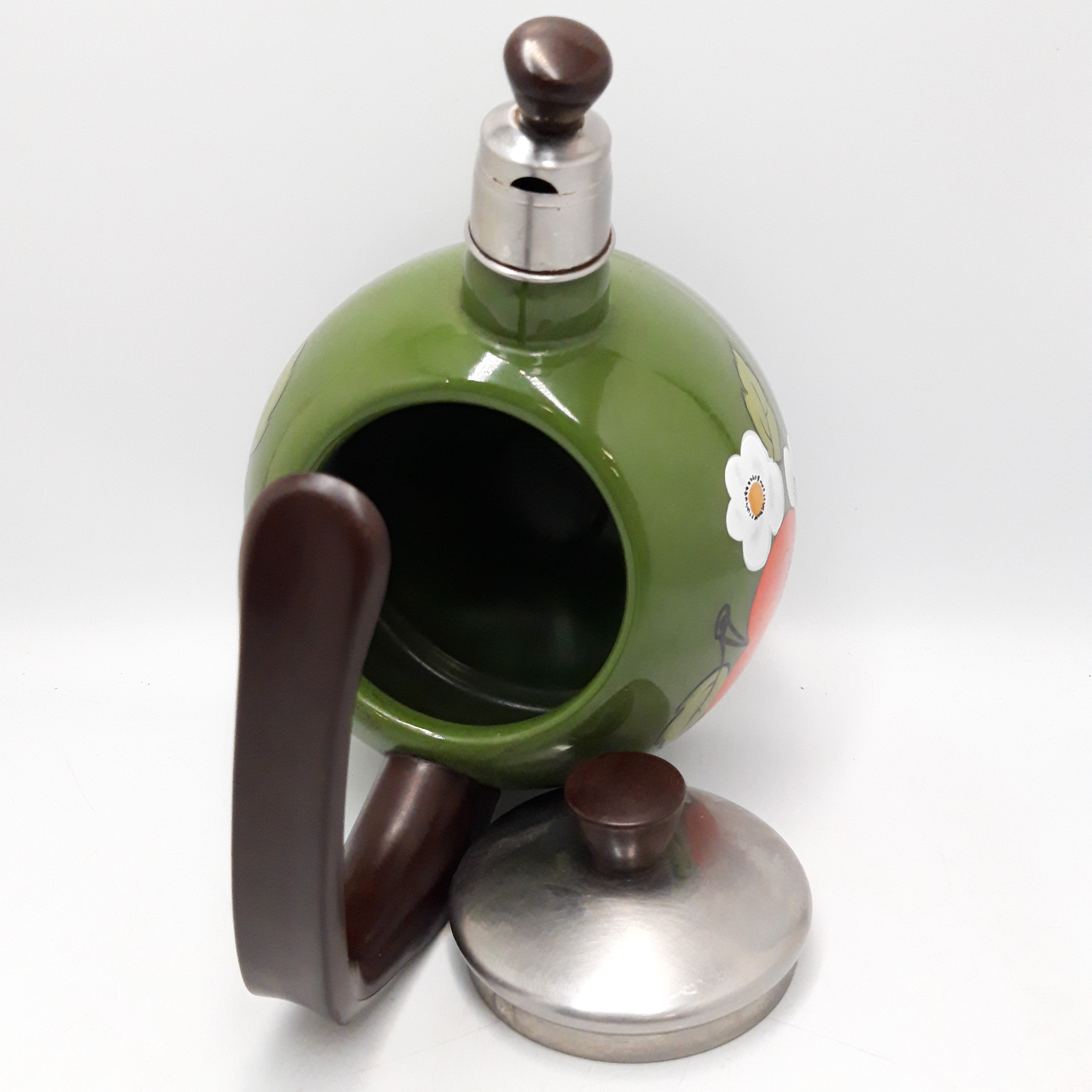 Voir photo 6 de Bouilloire Vintage avec plaque de cuisson. Vert avec tomate rouge et décoration florale. Bouilloire Vintage avec plaque de cuisson. Vert avec tomate rouge et décoration florale. Bon état reconditionné photo 6