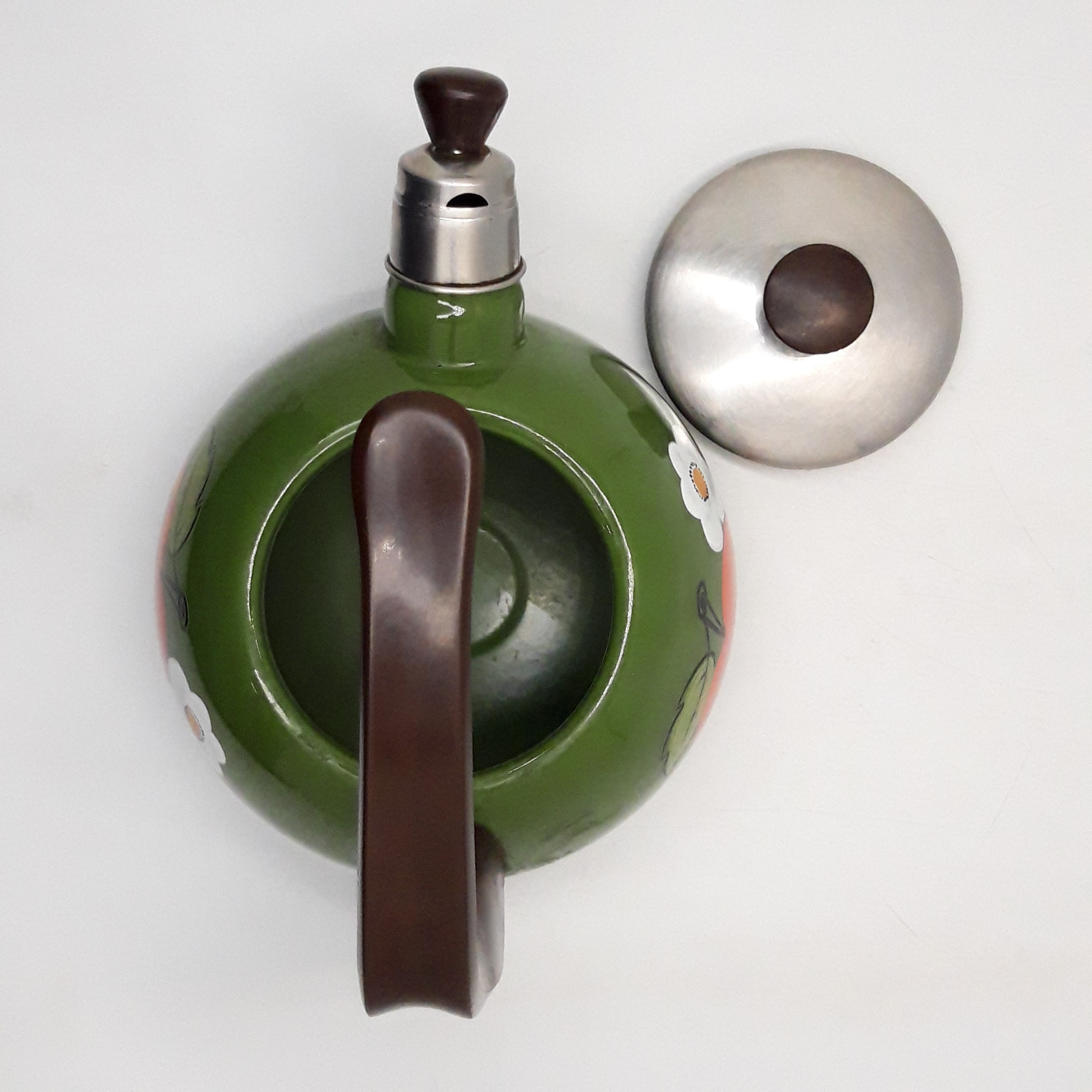 Voir photo 7 de Bouilloire Vintage avec plaque de cuisson. Vert avec tomate rouge et décoration florale. Bouilloire Vintage avec plaque de cuisson. Vert avec tomate rouge et décoration florale. Bon état reconditionné photo 7