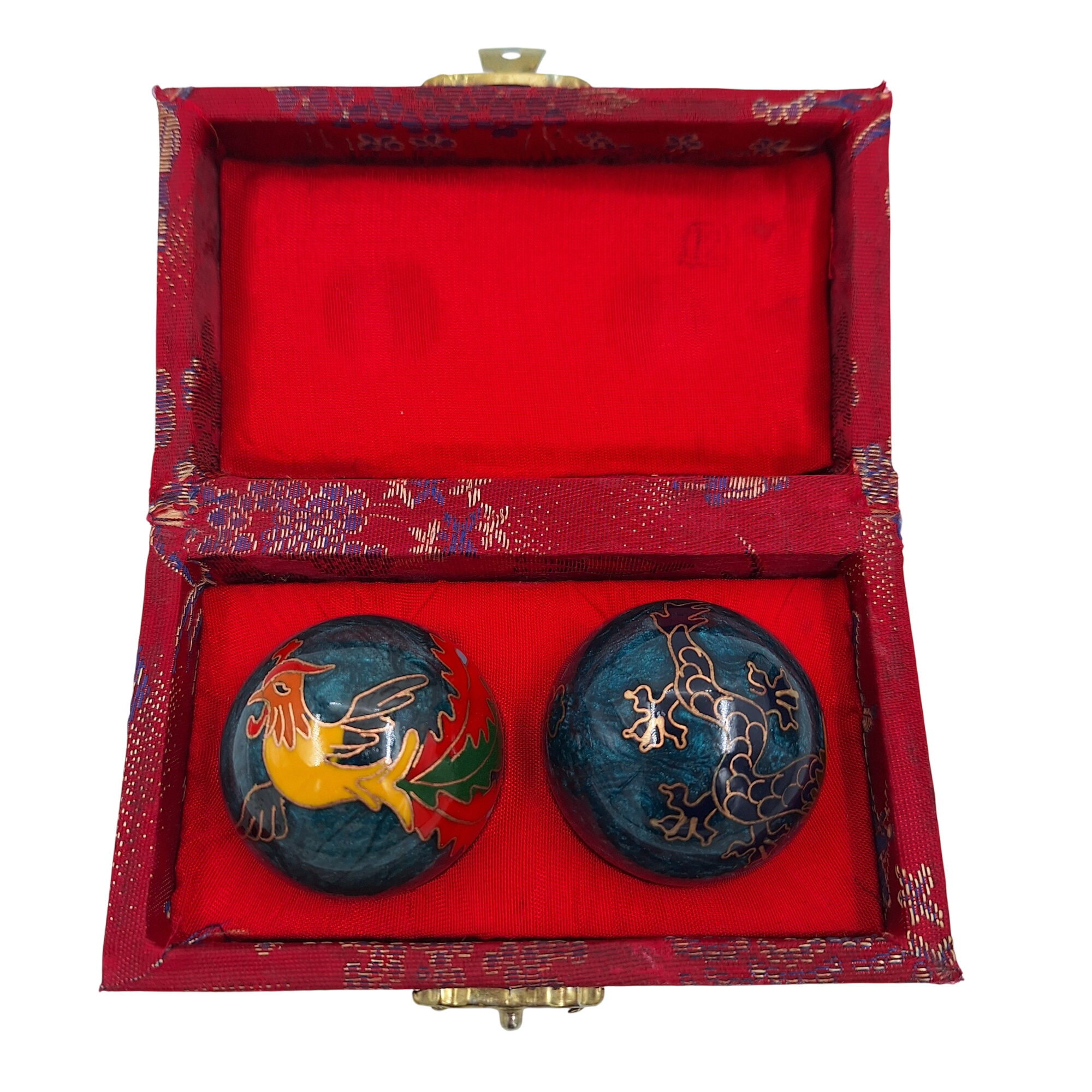 Boules de relaxation chinoise. Les boules représentent un Phoenix et un dragon. Creuses et sonores. Fabrication selon la méthode du cloisonné. Très bon état - 23,00 € Boules de relaxation chinoise. Les boules représentent un Phoenix et un dragon. Creuses et sonores. Fabrication selon la méthode du cloisonné. Très bon état reconditionné disponible sur Label Emmaüs