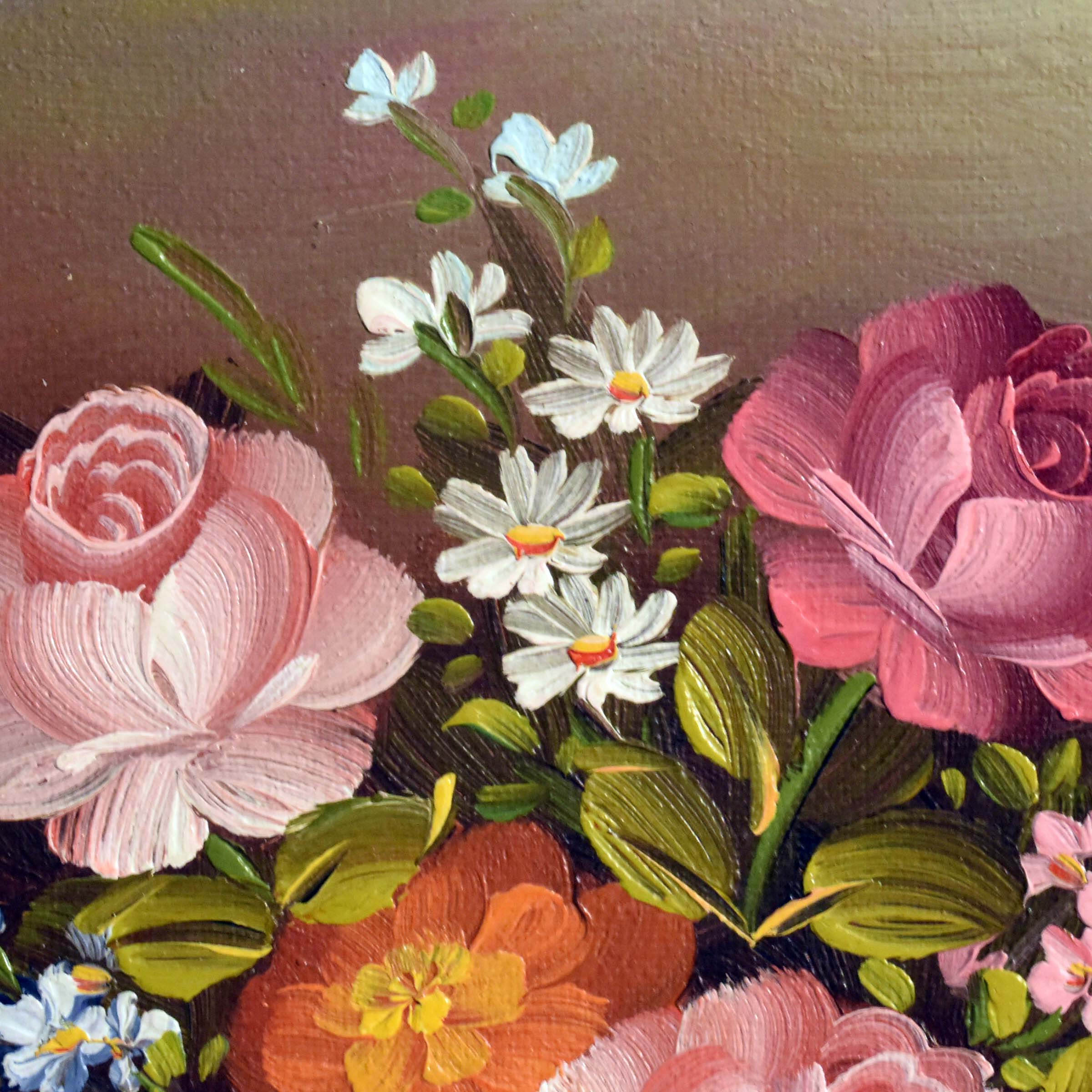Voir photo 8 de Bouquet de Fleurs du Jardin - Huile sur Toile Signée & Certifiée Bouquet de Fleurs du Jardin - Huile sur Toile Signée & Certifiée reconditionné photo 8