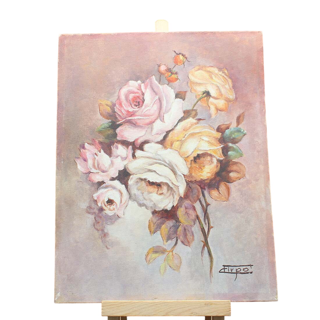 "Bouquet de fleurs" huile sur toile Bon état - 22,00 € "Bouquet de fleurs" huile sur toile Bon état reconditionné disponible sur Label Emmaüs