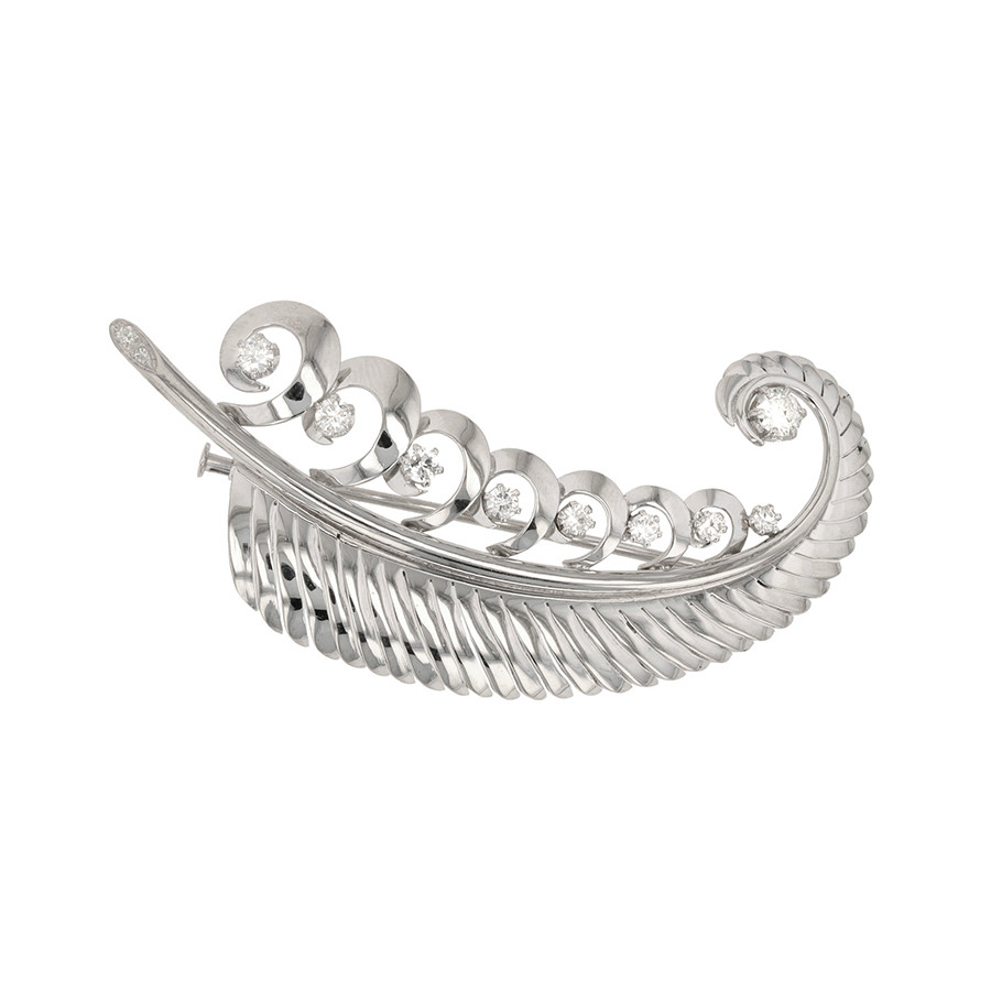 Broche vintage plume Parfait état - 2700,00 € Broche vintage plume Parfait état reconditionné disponible sur Gemme Les Bijoux | Dero