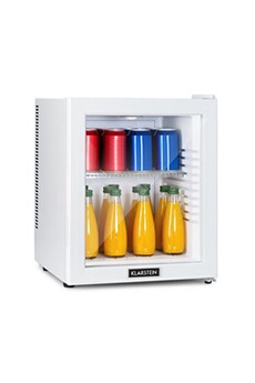 Brooklyn 32 White Mini réfrigérateur CEE F porte vitrée LED clayette blanc Bon état Klarstein reconditionné disponible sur Darty