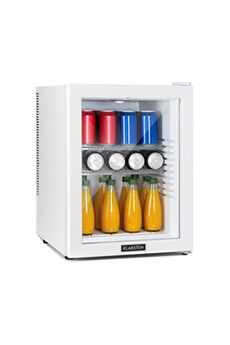 Brooklyn 42 White Mini réfrigérateur CEE F porte vitrée LED clayette blanc Bon état Klarstein reconditionné disponible sur Darty