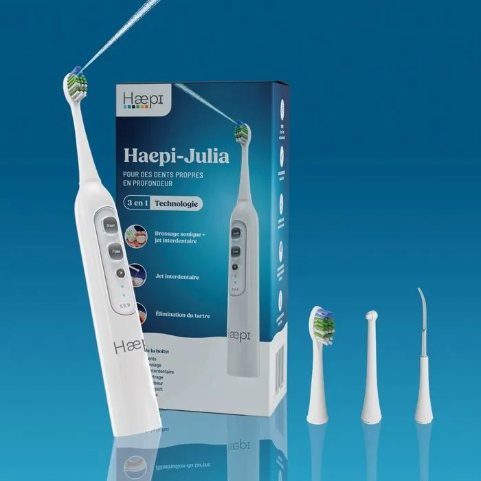Brosse à dents électrique - HAEPI - Julia - 3 en 1 - 48 000 vibrations/min - Rechargeable USB-C Reconditionné N/A reconditionné disponible sur Cdiscount Seconde Vie
