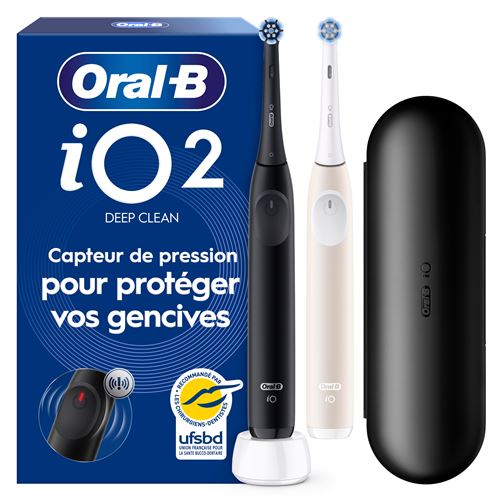 Brosse à dents électrique Oral B iO2 Series Duo Noir et Rose État correct Oral-B reconditionné disponible sur Fnac