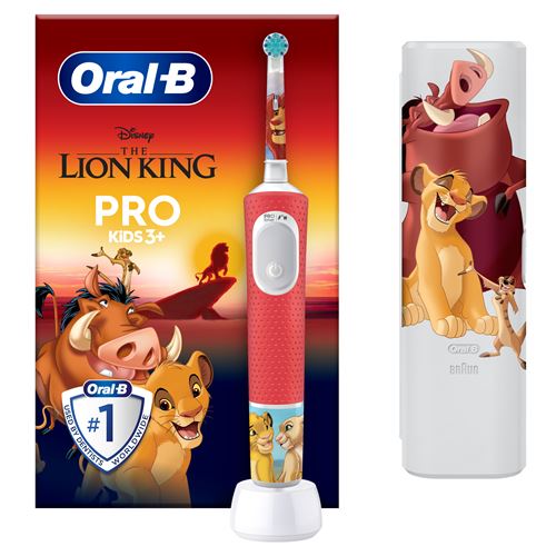 Brosse à dents électrique OralB Pro Kids Le Roi Lion + étui de voyage Rouge État correct Oral-B reconditionné disponible sur Fnac