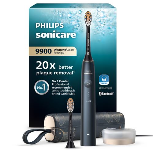 Brosse à dents électrique Philips Sonicare DiamondClean Prestige 9900 HX9992/42 Bleu nuit État correct Philips reconditionné disponible sur Fnac | Dero