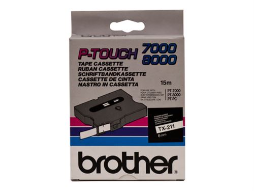 Brother TX211 - Noir sur blanc - Rouleau (0,6 cm x 15 m) 1 cassette(s) ruban laminé - pour P-Touch PT-7000, PT-8000, PT-PC État correct Brother reconditionné disponible sur Fnac