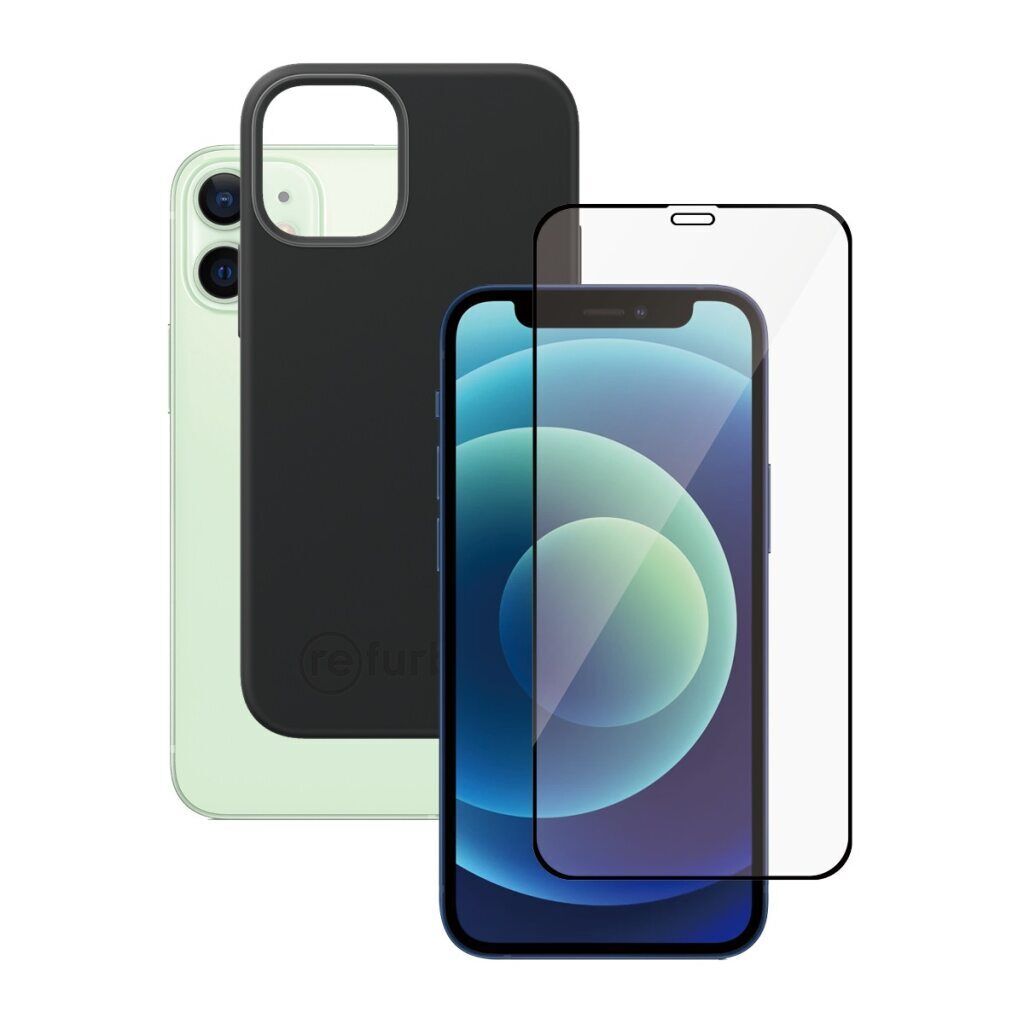 Bundle coque de téléphone noire & Protection d'écran iPhone 12 Mini Parfait état reconditionné disponible sur Refurbed | Dero