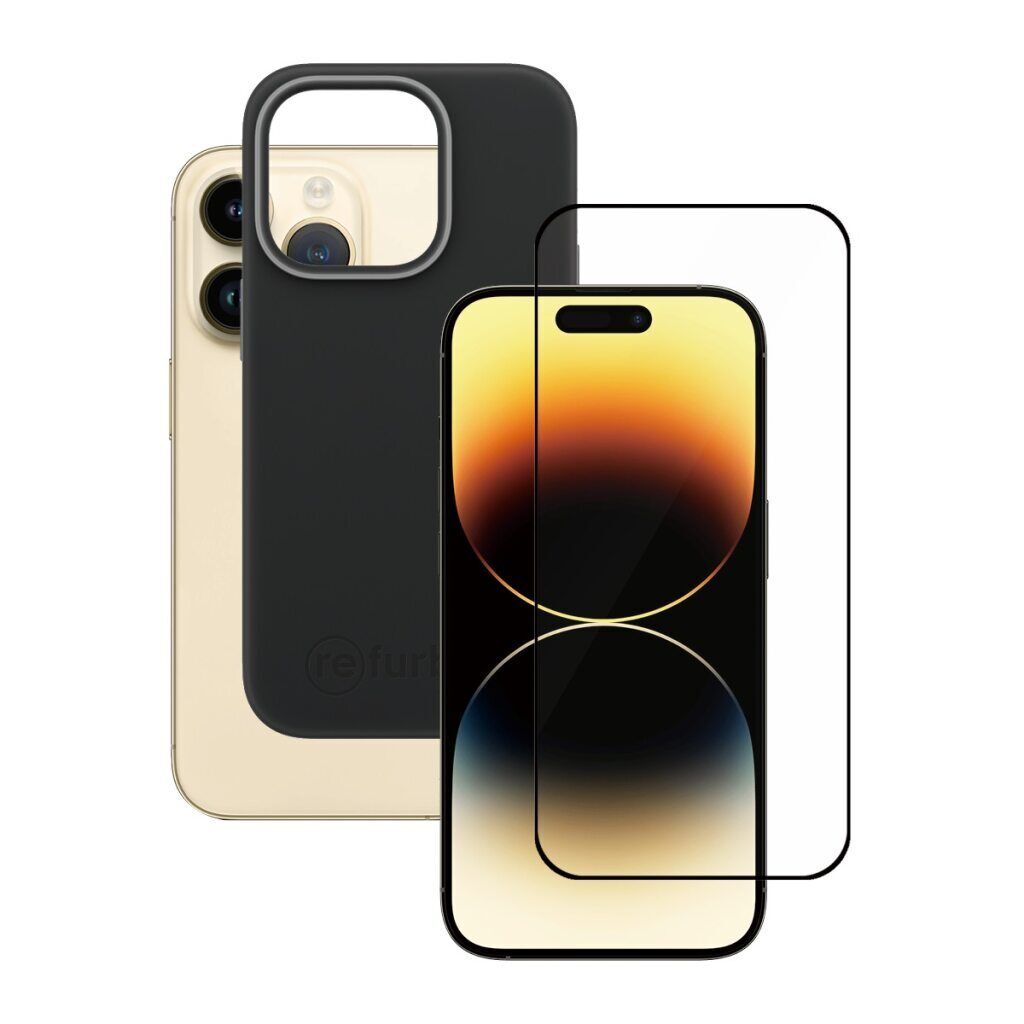 Bundle coque de téléphone noire & Protection d'écran iPhone 14 Pro Parfait état reconditionné disponible sur Refurbed