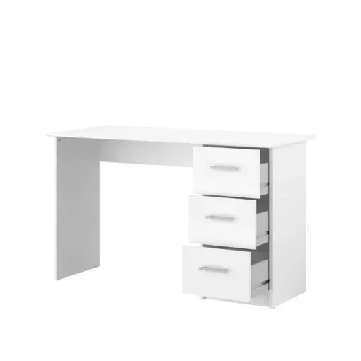 Bureau droit 3 tiroirs - Panneaux de particules - Décor Blanc - Scandinave Bon état reconditionné disponible sur Rakuten