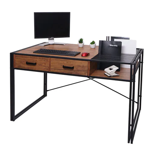 Bureau HWC-H91, bureau bureau informatique, industriel 76x120x70cm   brun Bon état reconditionné disponible sur Rakuten