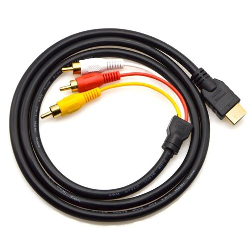 câble HDMI vers RCA, HDMI mâle vers 3RCA AV composite mâle M/M connecteur câble adaptateur Cordon émetteur (pas de fonction de conversion de signal), Transmission à partir de HDMI vers RCA – 1,5 m/1.5 m Noir de Vshop État correct N/A reconditionné disponible sur Fnac