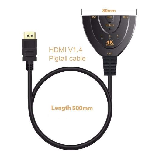 CABLING® Commutateur HDMI Automatiques 4k, 3 Entrées 1 Sortie HDMI Switch - UHD HDR 3D 1080p HDCP, Splitter Switcher Répartiteur Sélecteur Auto pour HDTV Lecteurs DVD Blu ray PS4 Xbox Apple Fire Roku TV État correct N/A reconditionné disponible sur Fnac