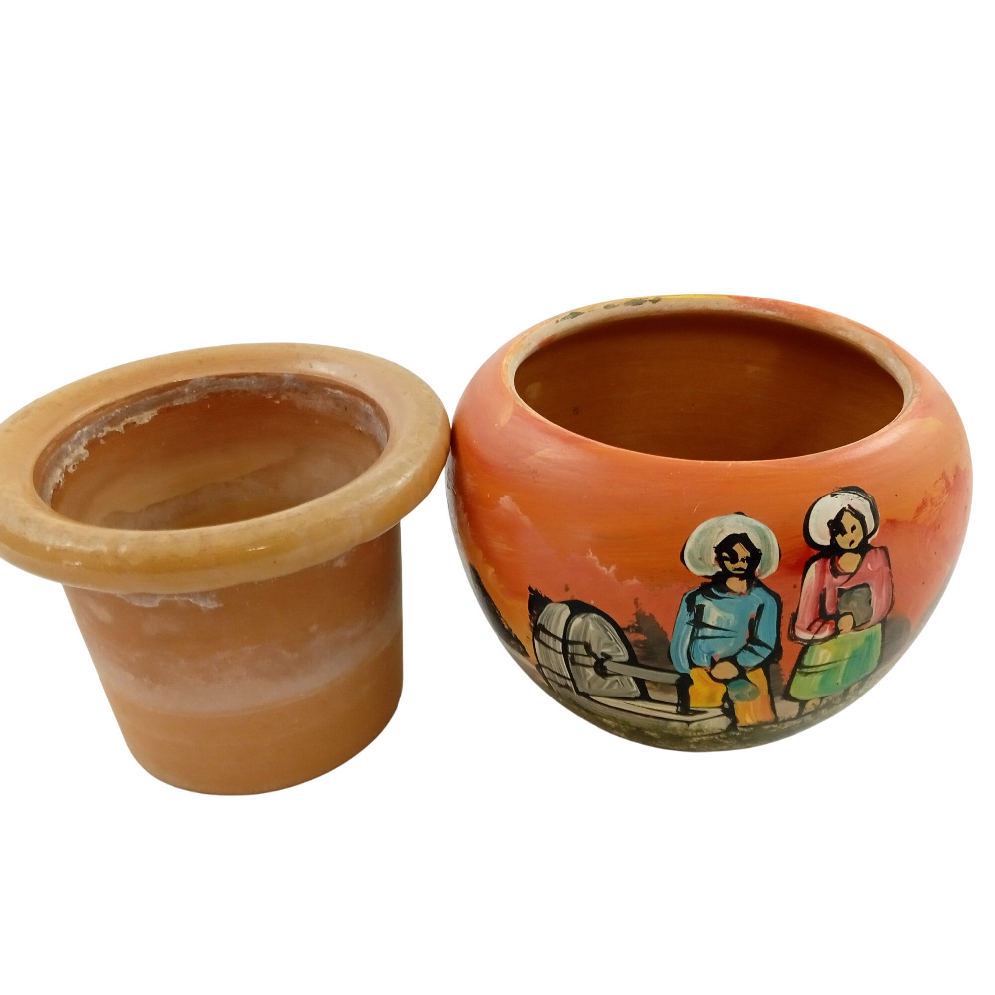 Cache pot boule en terre cuite peint signé S. Leo Très bon état - 10,40 € Cache pot boule en terre cuite peint signé S. Leo Très bon état reconditionné disponible sur Label Emmaüs