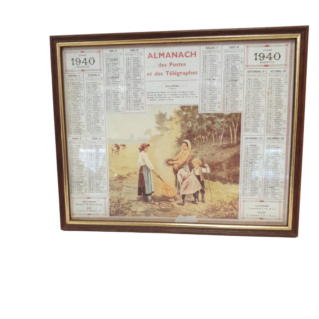 Acheter Cadre Almanach des PTT 1940 Bon état - 10,00 € Cadre Almanach des PTT 1940 Bon état reconditionné disponible sur Label Emmaüs