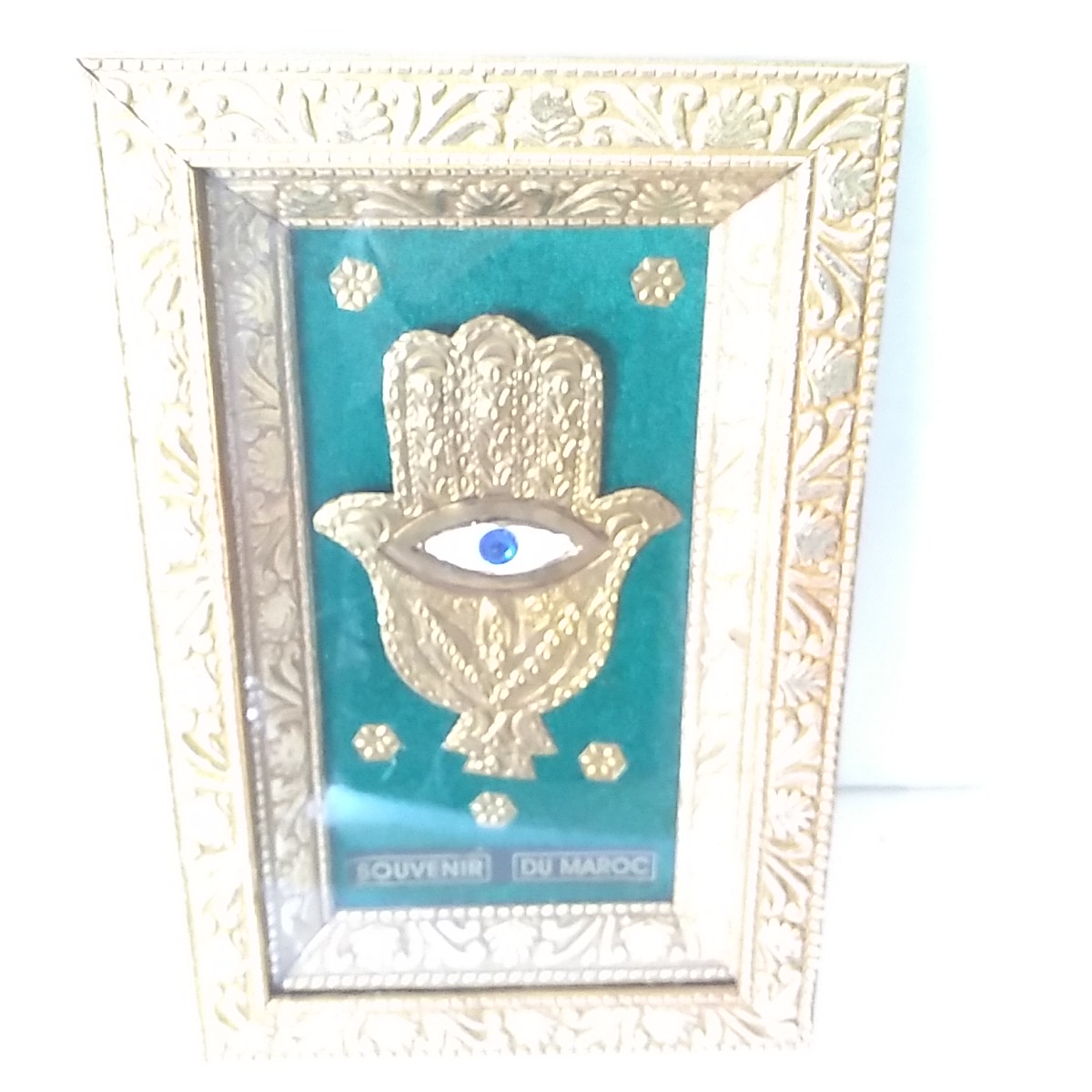 Acheter Cadre Décoratif Oriental "Khamsa" sous verre Parfait état - 11,00 € Cadre Décoratif Oriental "Khamsa" sous verre Parfait état reconditionné disponible sur Label Emmaüs