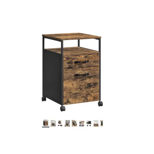Caisson de Bureau à 2 Tiroirs + roulettes en métal et bois au style industriel Bon état reconditionné disponible sur Rakuten