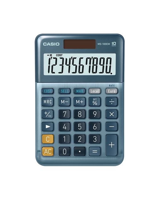 Calculatrice de bureau Casio MS-100EM Bleu État correct Casio reconditionné disponible sur Fnac