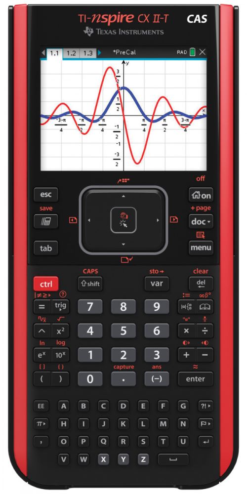 Calculatrice graphique Texas Instruments TI-Nspire CX II-T CAS Noir et Rouge État correct Texas Instruments reconditionné disponible sur Fnac
