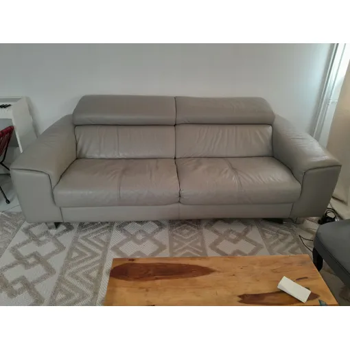 Canapé 3 places cuir gris clair poltron&sofa occasion reconditionné disponible sur Rakuten