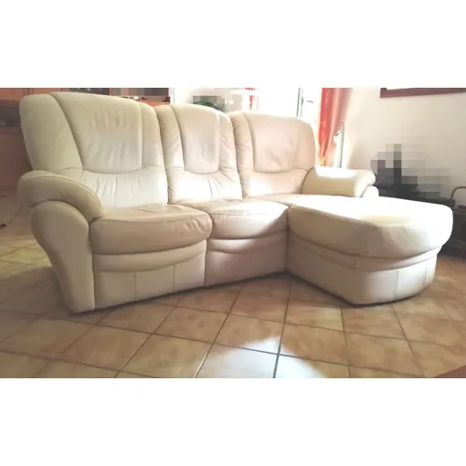 Canape Cuir 3 Places Meridienne Beige Clair occasion reconditionné disponible sur Rakuten