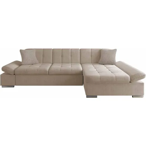 Canapé d'angle convertible en tissu beige occasion reconditionné disponible sur Rakuten