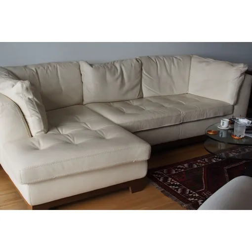 Canape d'angle cuir ivoire Roche Bobois occasion reconditionné disponible sur Rakuten