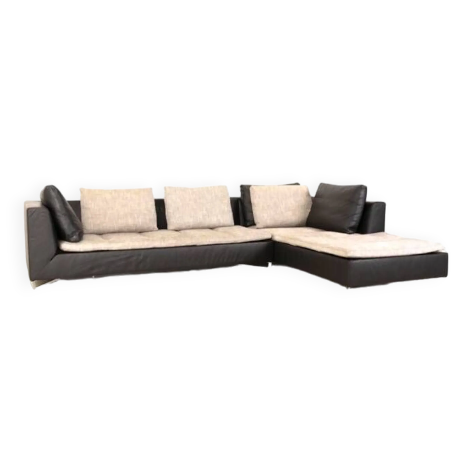Canapé d’angle en cuir et tissu, modèle Feng Didier Gomez pour Ligne Roset Bon état reconditionné (offre indisponible)