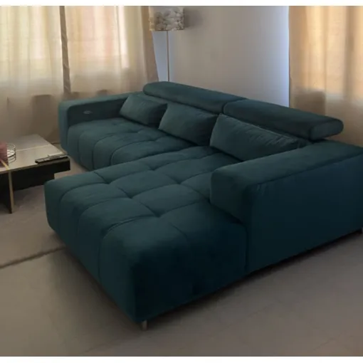 Canapé d'angle relax électrique 4 places ORION coloris vert occasion reconditionné disponible sur Rakuten