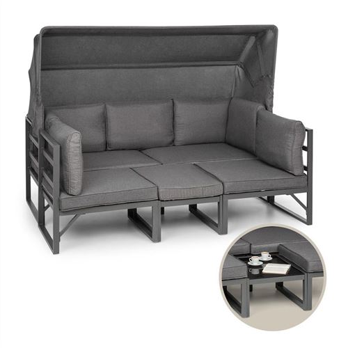 Canapé d'extérieur - blumfeldt Ravenna - Ensemble salon d'extérieur - 4 meubles convertibles - Canapé de jardin - Coussin d'assise 10cm - Polyester - Gris État correct Blumfeldt reconditionné disponible sur Fnac