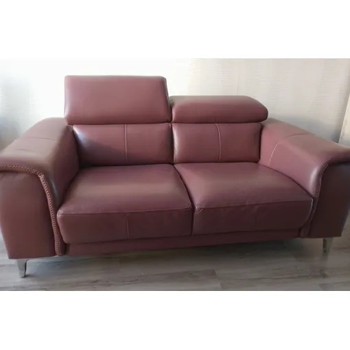 Canapé en cuir de vachette 2 places violet foncé occasion reconditionné disponible sur Rakuten