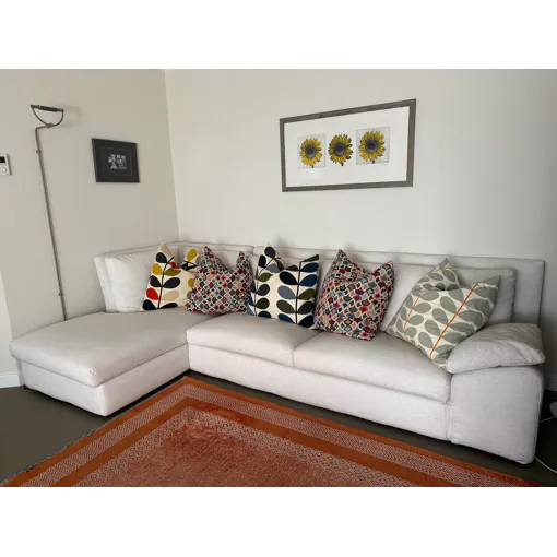 Canapé italien mimo angle gauche avec méridienne tissu beige Bon état reconditionné disponible sur Rakuten
