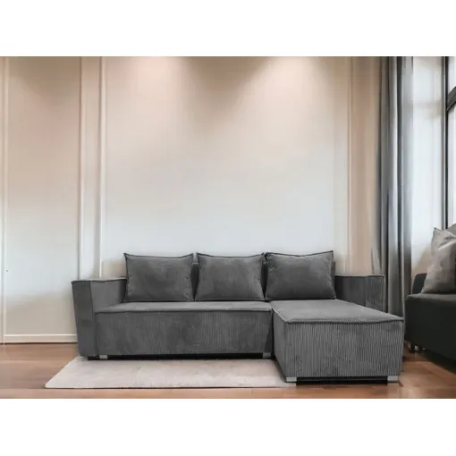 CANAPE PARIS PEARL CONVERTIBLE ANGLE REVERSIBLE COTELE GRIS 232x147x72cm Bon état reconditionné disponible sur Rakuten