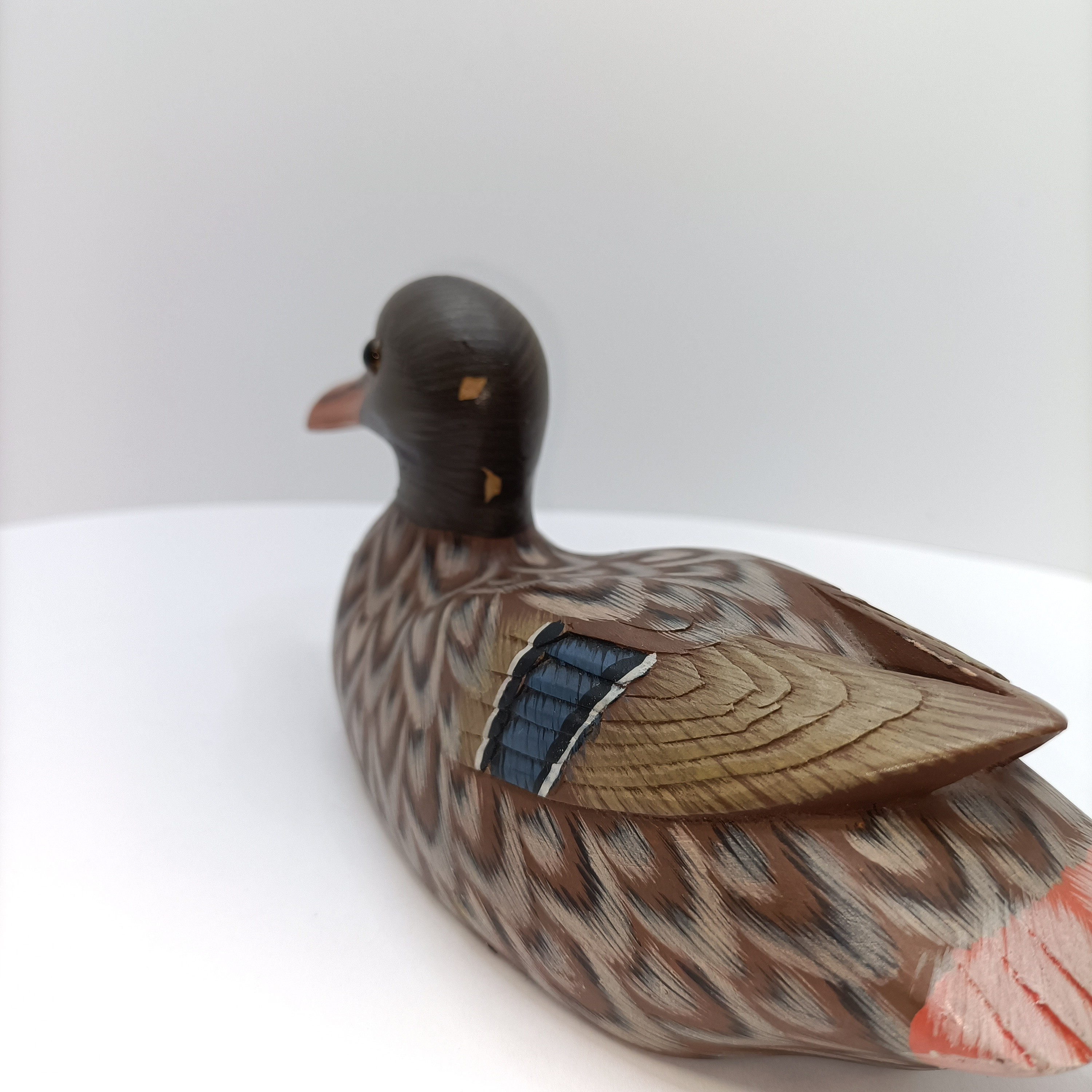 Voir photo 5 de Canard décoratif en bois sculpté et peint à la main – Figurine colvert vintage 17 cm Canard décoratif en bois sculpté et peint à la main – Figurine colvert vintage 17 cm reconditionné photo 5