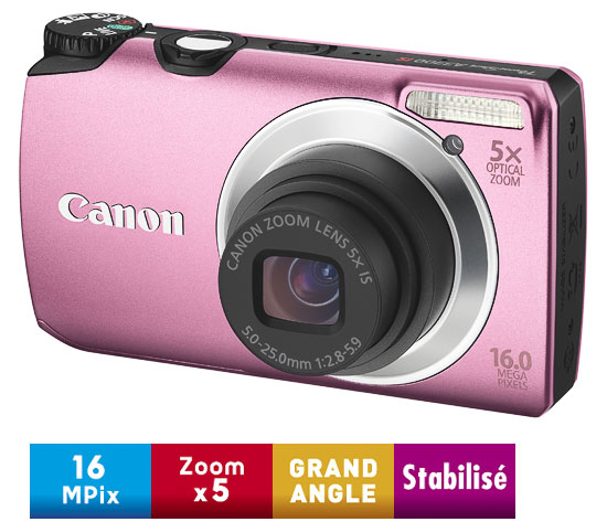 Canon PowerShot A3300 IS Rose État correct - 169,95 € Canon PowerShot A3300 IS Rose État correct Canon reconditionné disponible sur Fnac